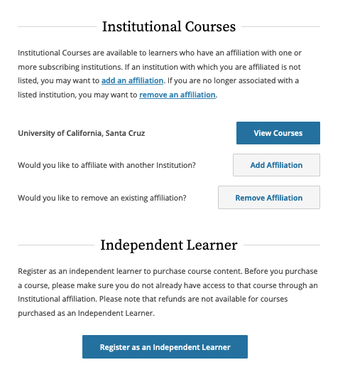 CITI view courses screenshot