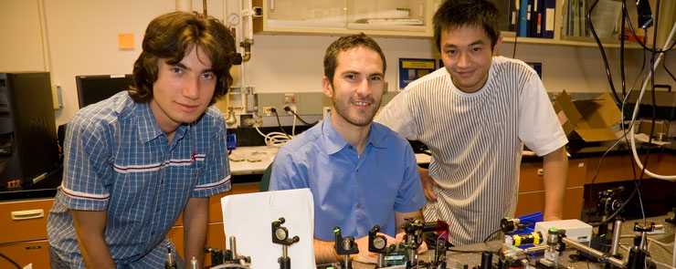 Professor & students in lab